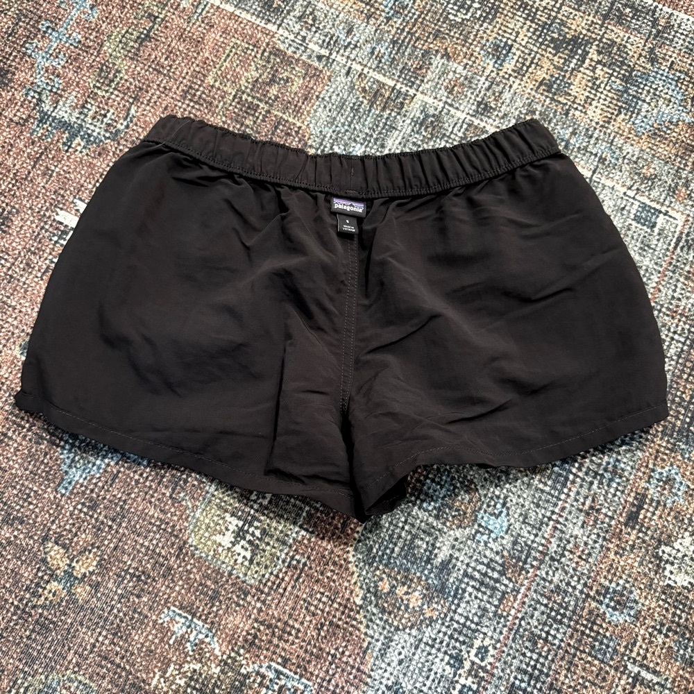 Patagonia Women Solid Black Barely Baggies 2.”Nylon Drawstring Shorts Sz S - Picture 3 of 10